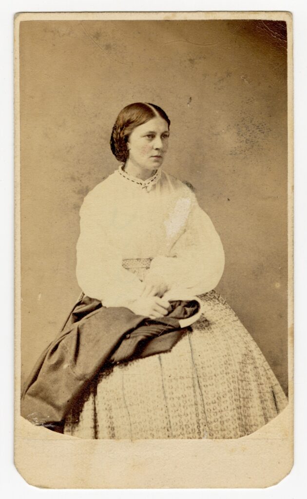 Carte de visite of Clementine Cope, seated.